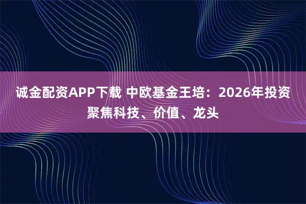 诚金配资APP下载 中欧基金王培：2026年投资聚焦科技、价值、龙头