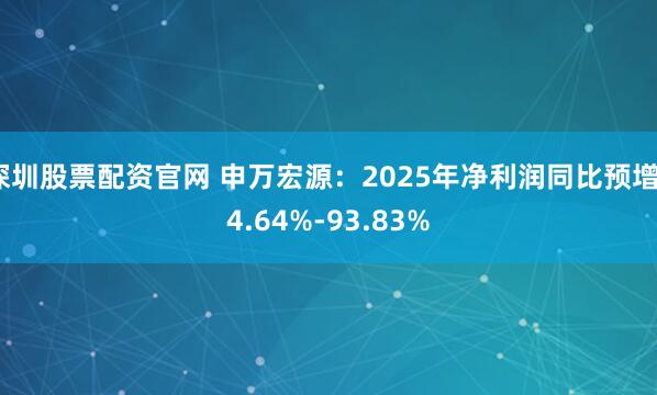 深圳股票配资官网 申万宏源：2025年净利润同比预增74.64%-93.83%